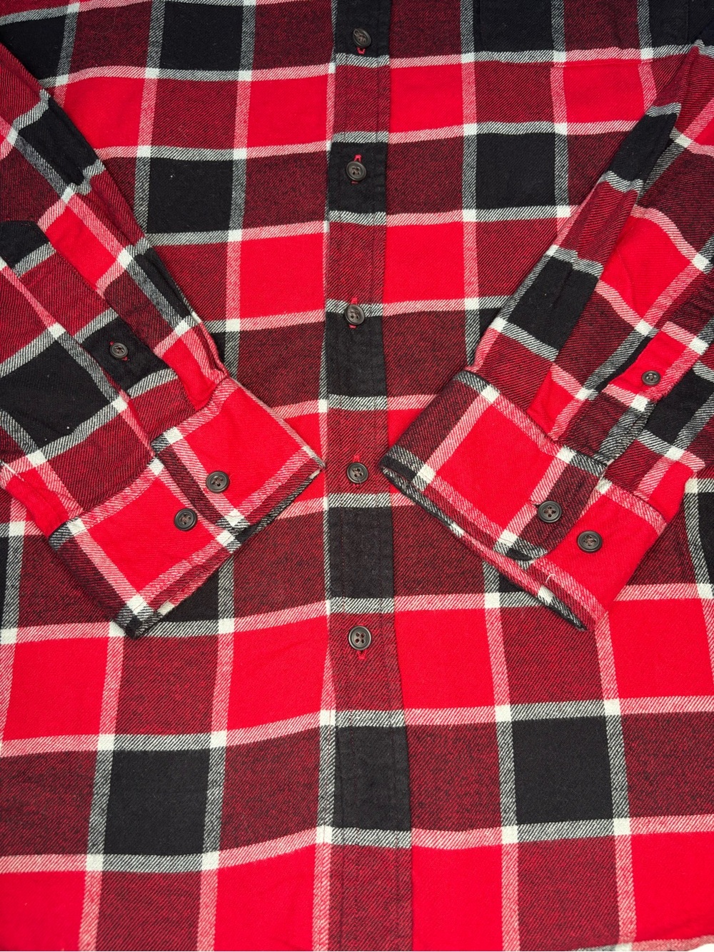 Croft & Barrow Red Plaid Button-Down Flannel Shirt 100% Cotton - Picture 7 of 9